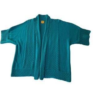 Ruby Rd sweater chunky knit open drape cardigan green